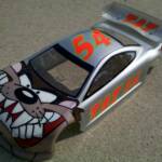 Definately one of the coolest R/C car bodies of all time...Charlie's TAZ car!  Most of the time its going too fast to see clearly!